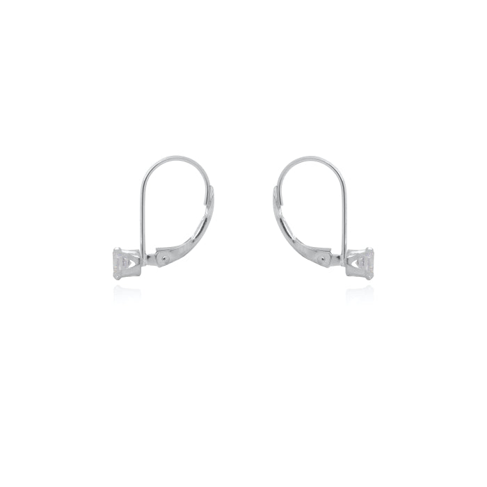 Graziella Sterling Silver 6mm CZ Leverback Earrings.