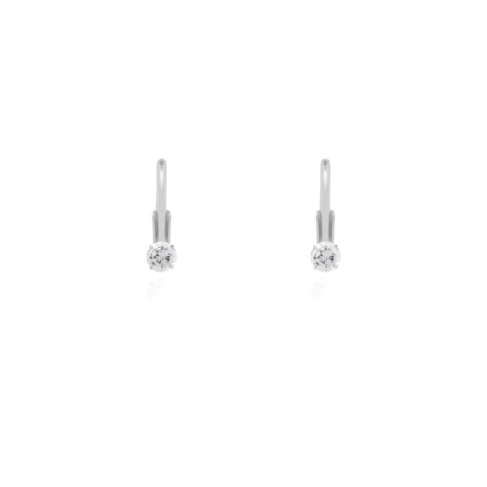 Graziella Sterling Silver 6mm Cubic Zirconia Leverback Earrings