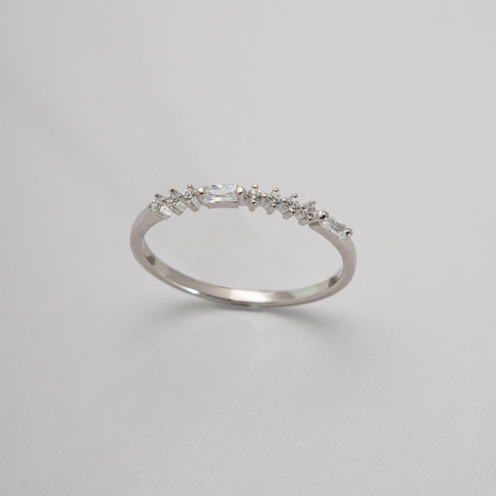 Graziella Sterling Silver Cubic Zirconia Morse Code ILU Ring