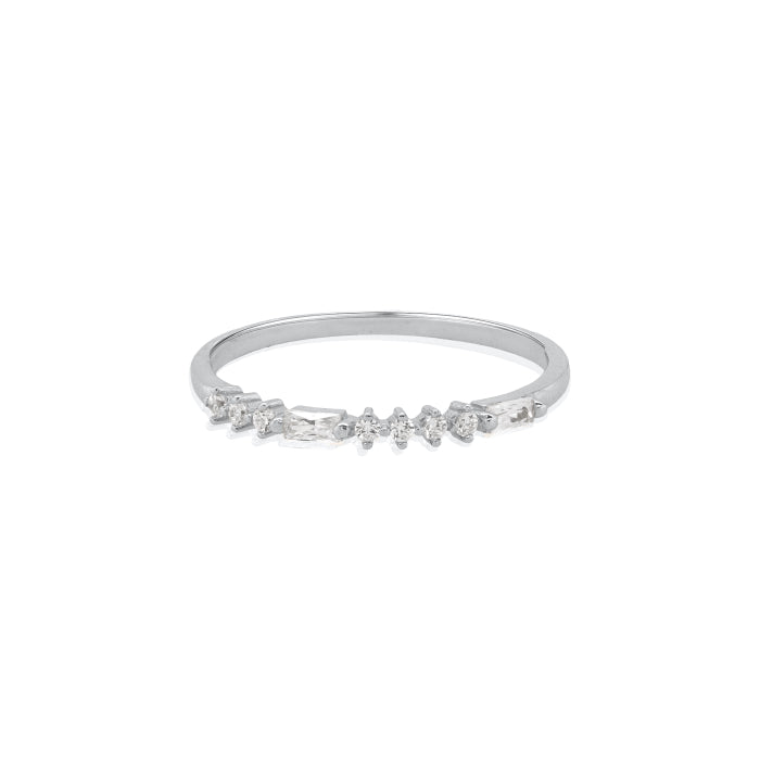 Graziella Sterling Silver Cubic Zirconia Morse Code ILU Ring
