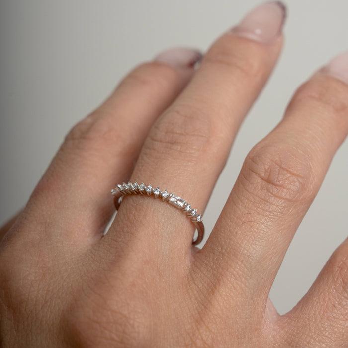 Graziella Sterling Silver Cubic Zirconia Morse Code BESTIE Ring