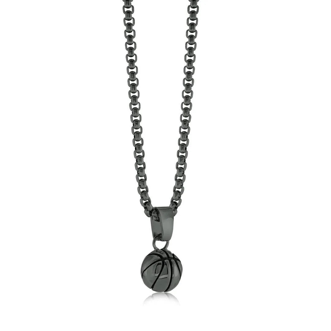 Italgem Steel 22" Gun-Metal IP Basketball Necklace.