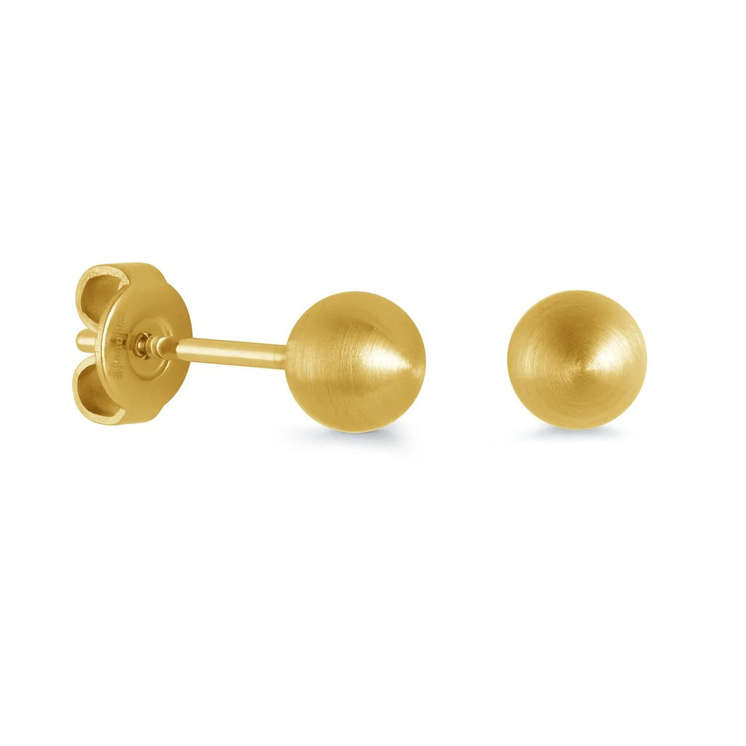 Italgem Steel Gold IP Brushed 6mm Ball stud Earrings.