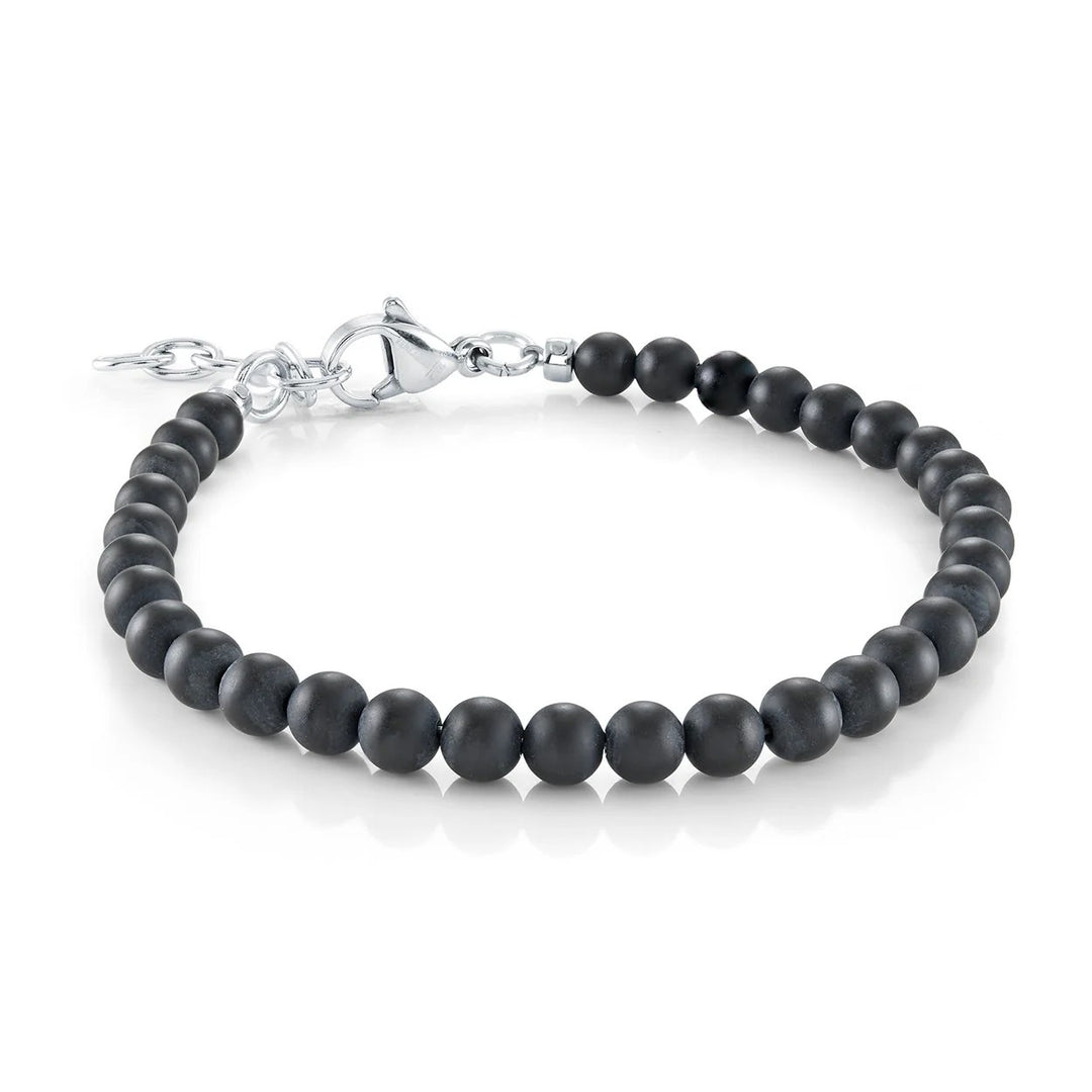 Italgem Steel Jumior Essentials 7" 4mm Black Onyx Bead Bracelet.