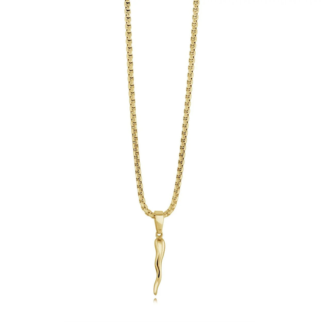 Italgem Steel Junior Essentials Gold IP 20" Small-Cornetto Necklace.