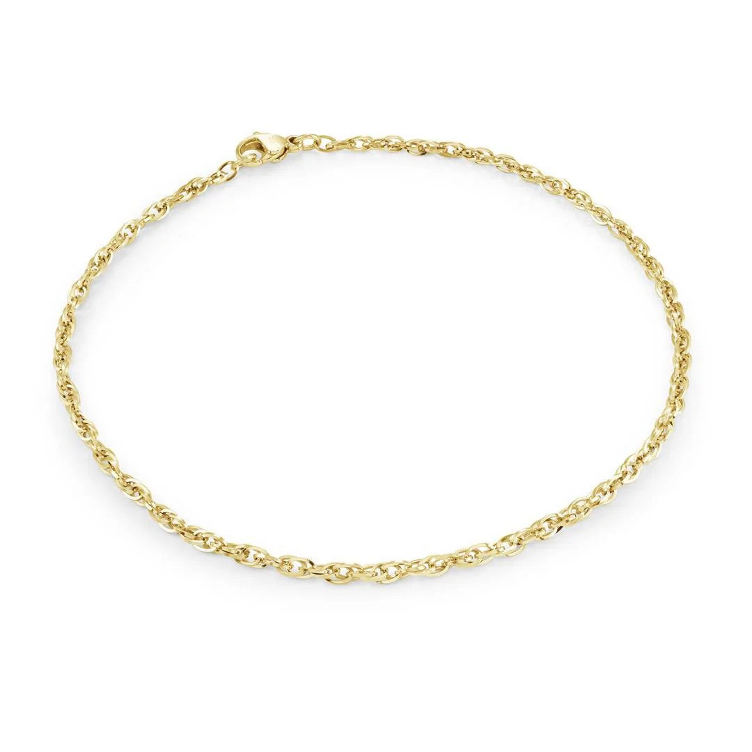 Veloria Steel Gold IP  9" 2.2mm Olympic-Link Anklet.