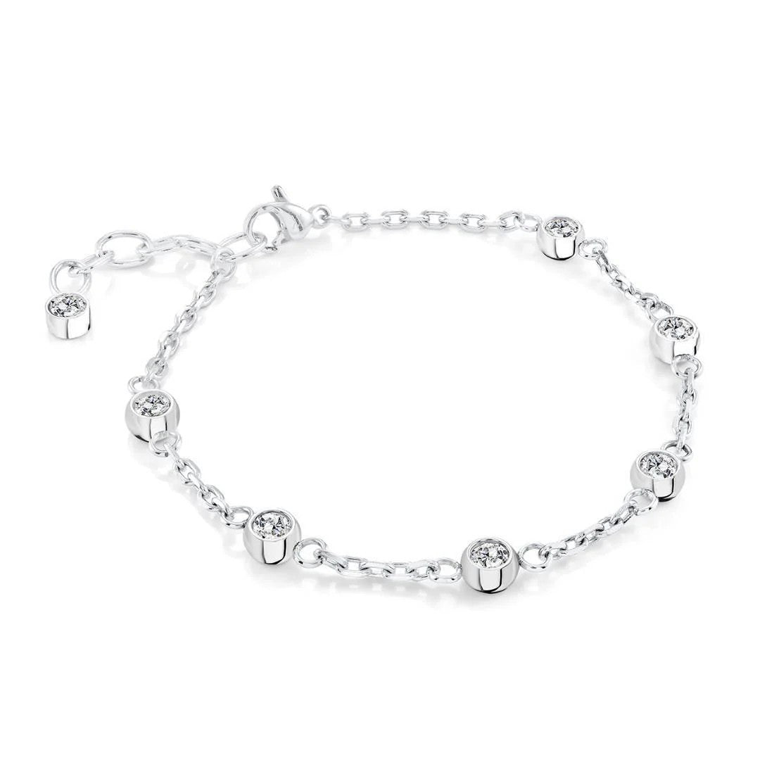 Veloria stainless steel 2.2mm C.z Bezel Set Bracelet
