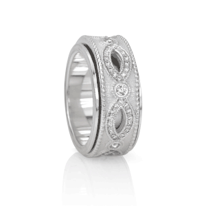 Embrace, Meditation Ring, Sterling silver, C.Z. Size 8.