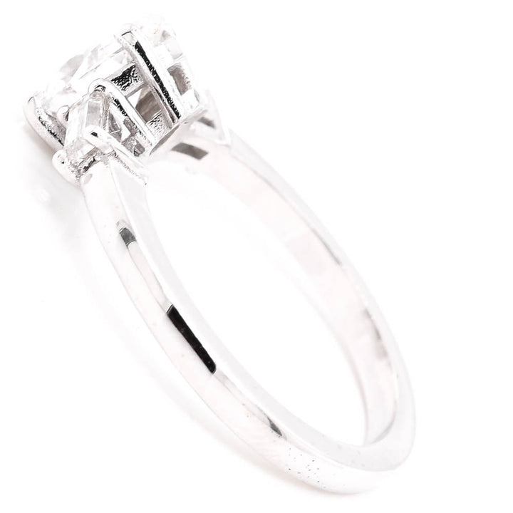 14KT White Gold 1.23CTW Pear Shape Diamond 3 Stone Engagement Ring.