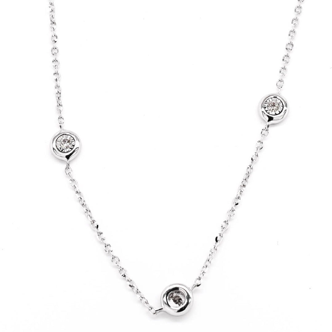 14KT White Gold 24" 0.15CTW Diamonds By the Yard Necklace.