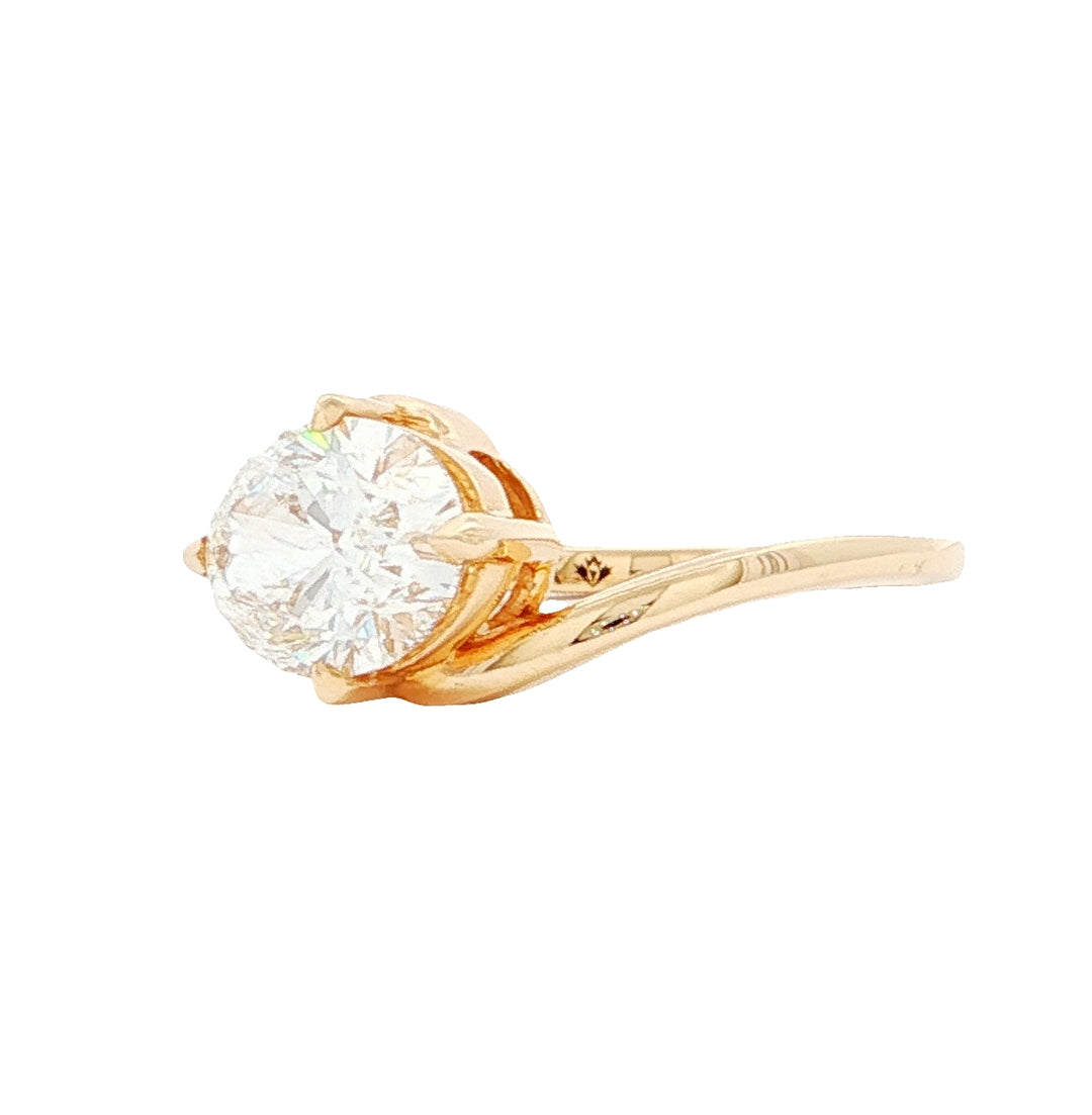 14KT Yellow Gold 2.50CT Oval Shape Lab Created Diamond Solitaire Engagement Ring.