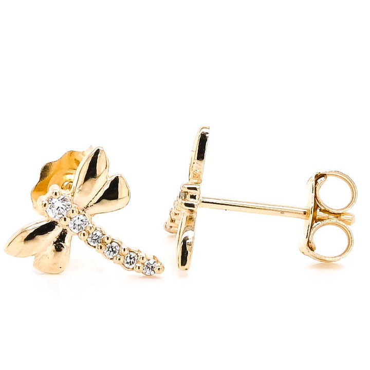 Graziella Originals 14KT Yellow Gold 0.07 CTW Stud Style Post Back Backing Diamond Earrings