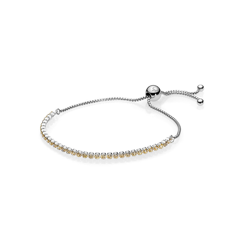 Sparkling Strand Bracelet, Golden-Colored CZ