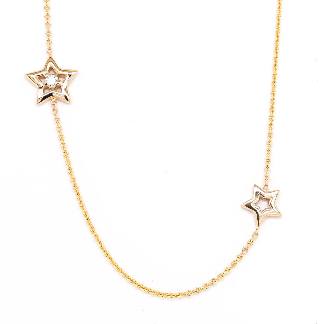 Fire & Ice 10KT Yellow Gold 18" 0.03CTW Canadian Diamond Star Necklace.