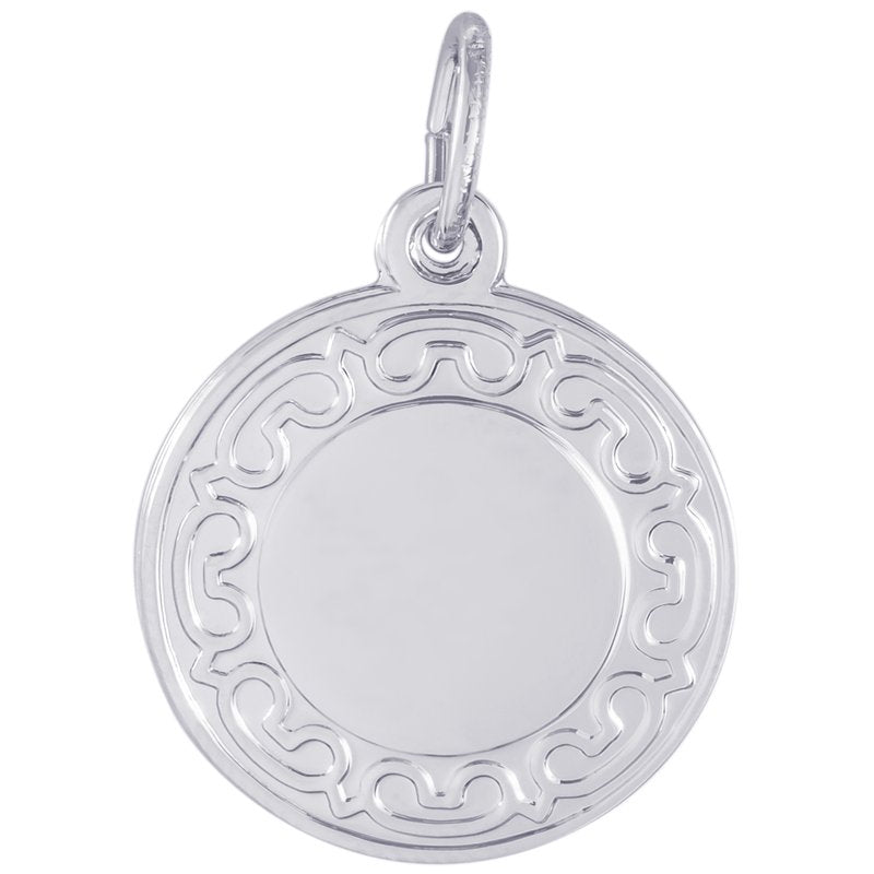 Rembrandt Charms Sterling Silver Disc with Fancy Scroll Charm.