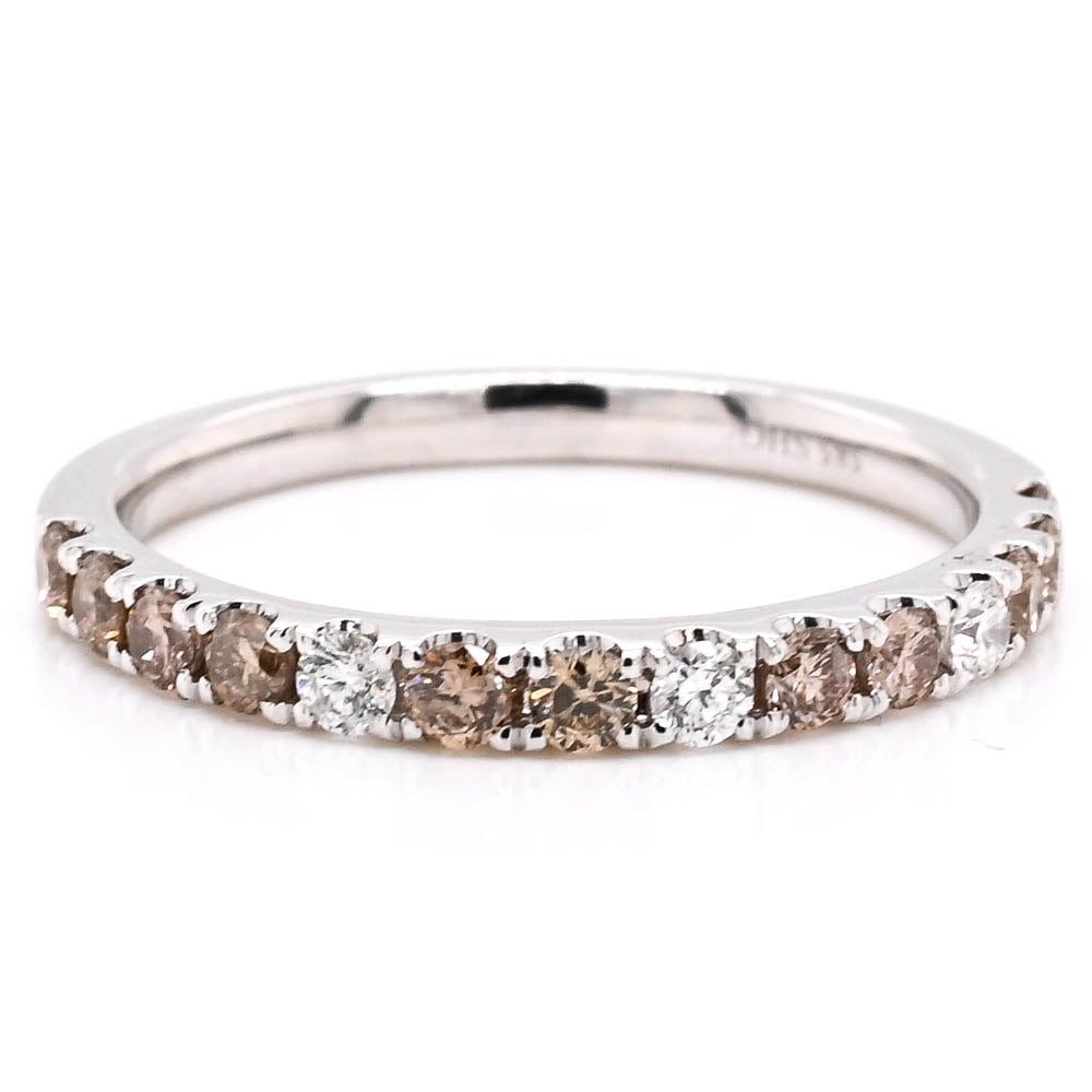 14KT White Gold 0.45CTW White & Brown Diamond Ring.