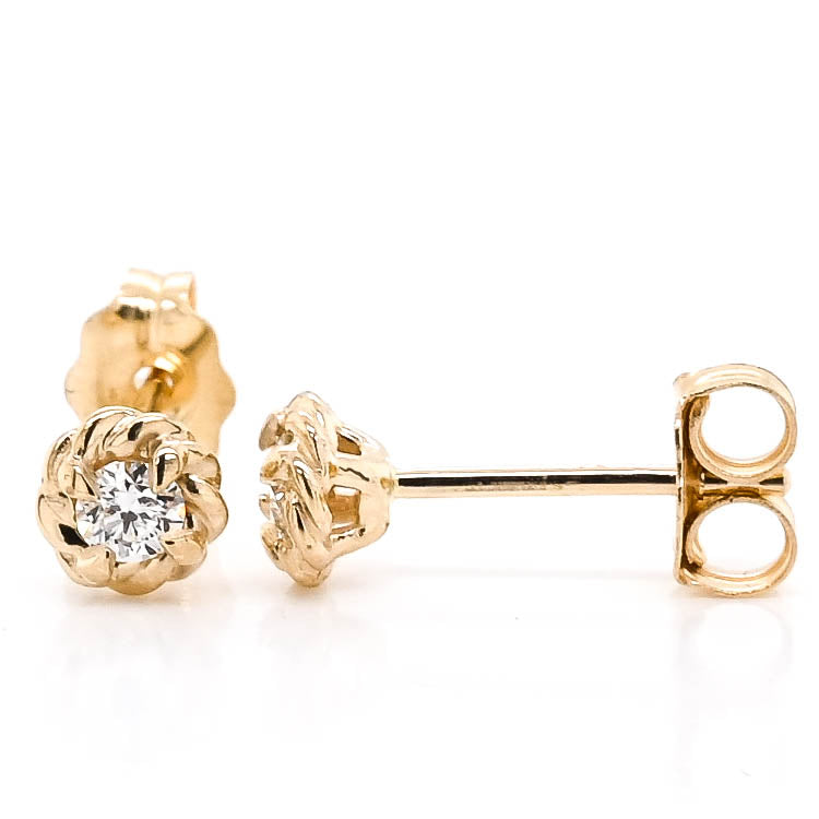 Graziella Originals 14KT Yellow Gold 0.14CTW CTW Stud Style Post Backing Diamond Earrings