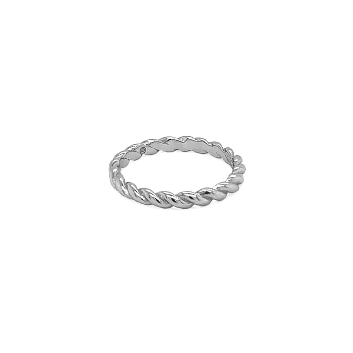 Graziella Sterling Silver Rhodium Plated Chunky Rope Ring.