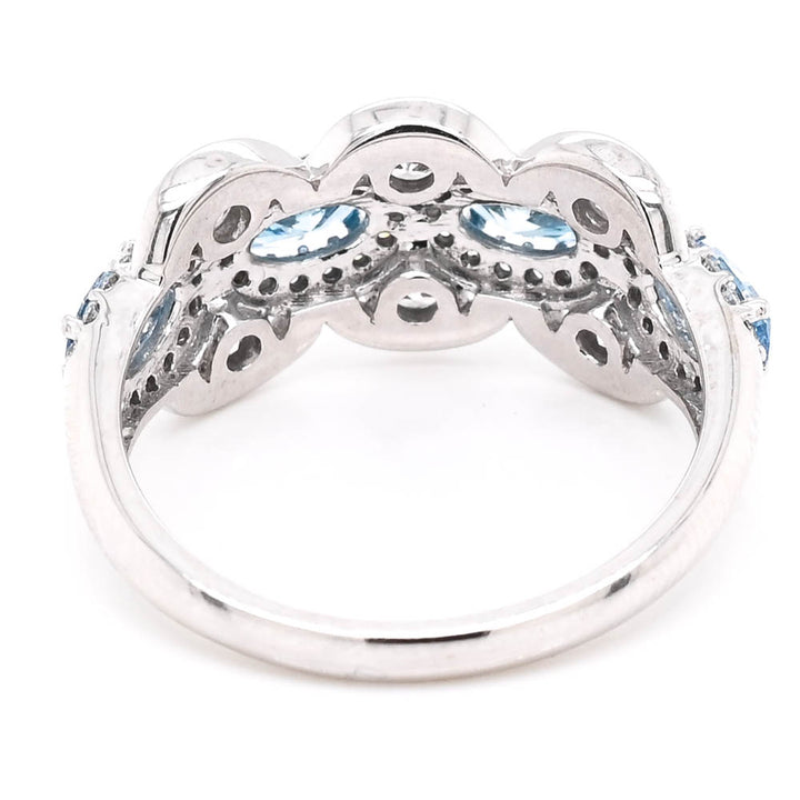 10KT White Gold 1.40CTW Fancy Blue & White LAB Created Diamond Celebration Ring.