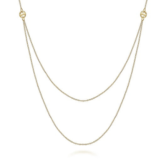 Gabriel & Co 14KT Yellow Gold 20" Chain Swag  Necklace.