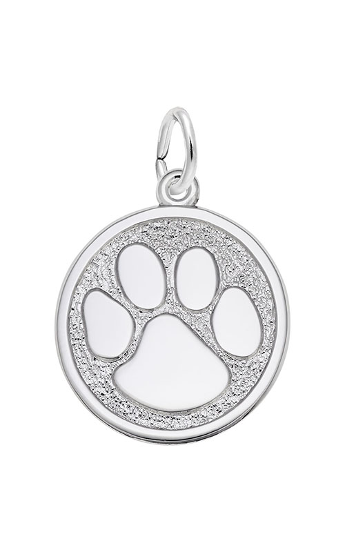 Rembrandt Sterling Silver Paw Print Disc Charm. Large.