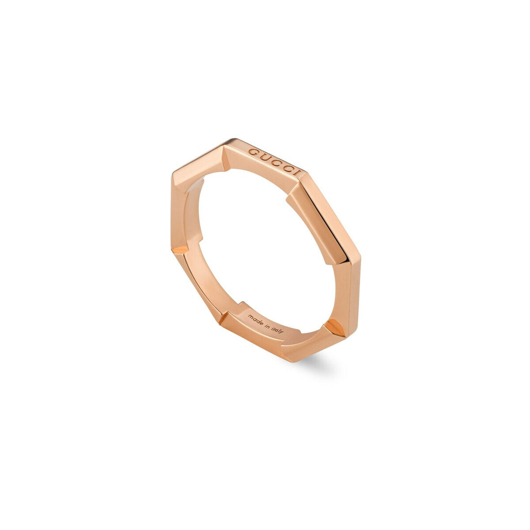Gucci 18KT Rose Gold 3mm Link To Love Mirror Ring.