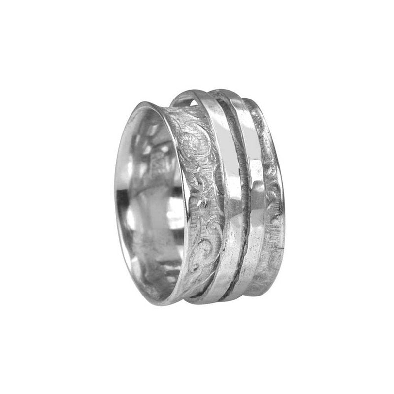 Devi Meditation Ring. Sterling Silver. Size 8.