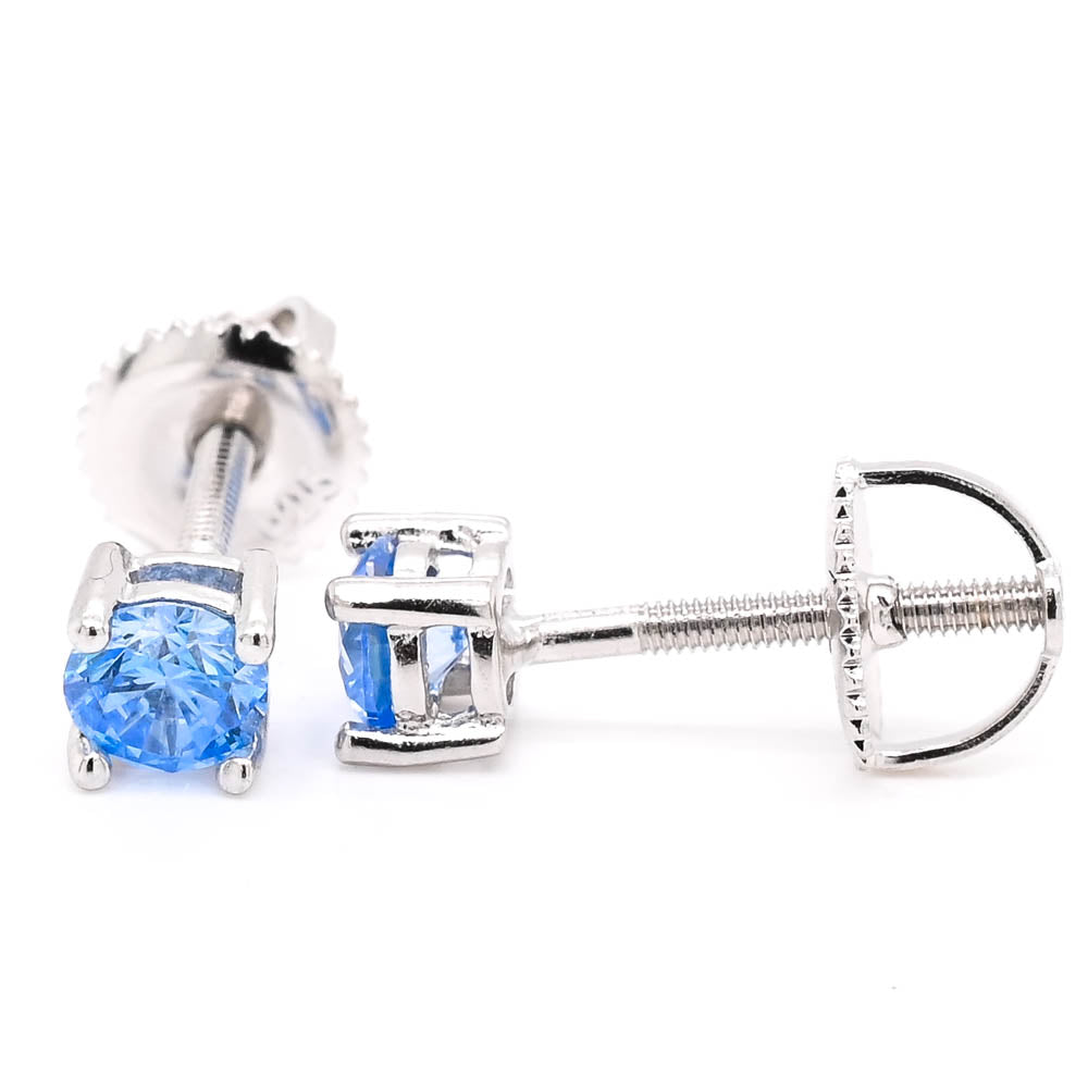 Sterling Silver 4mm Turquoise C.Z Stud Earrings.