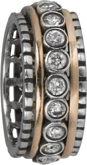 Everlasting, Meditation Ring, Sterling Silver, 9KT, C.Z. Size 7.