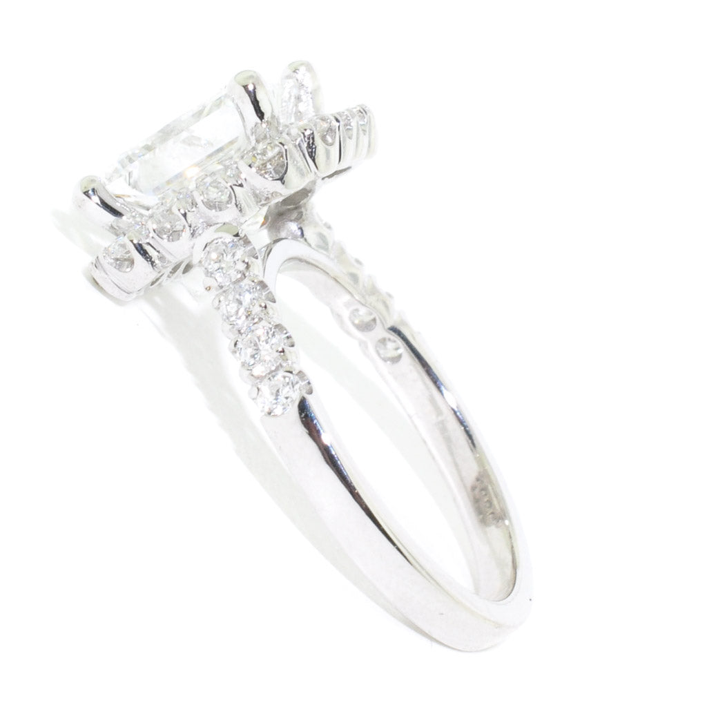 Graziella 14KT White Gold 3.94CTW Diamond Halo Set Engagement Ring.