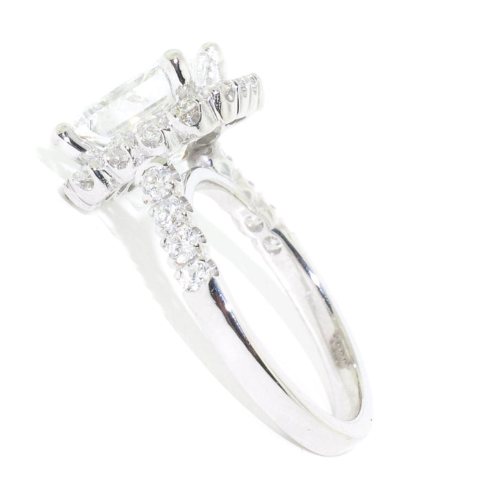 Graziella 14KT White Gold 3.94CTW Diamond Halo Set Engagement Ring.
