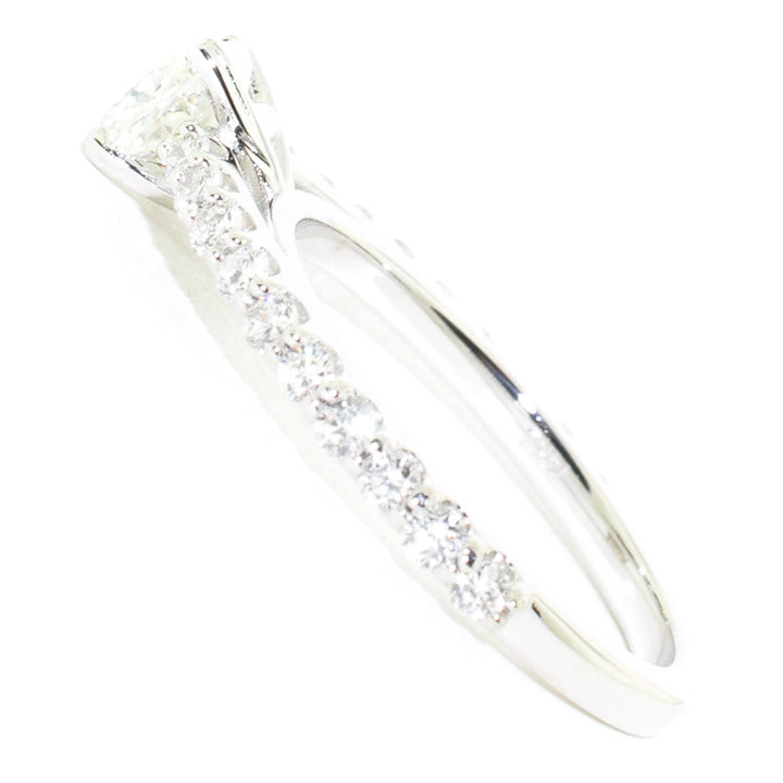 Graziella 14KT White Gold 1.20CTW Cushion Diamond Accent Engagement Ring.