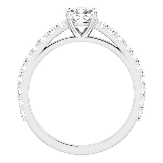 Graziella 14KT White Gold 1.20CTW Cushion Diamond Accent Engagement Ring.