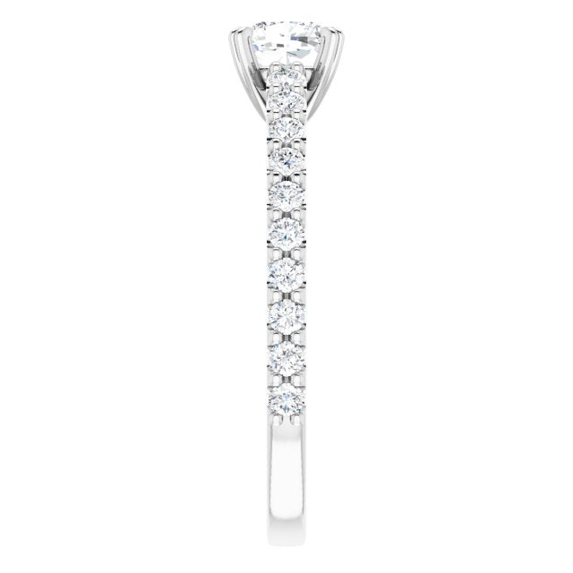 Graziella 14KT White Gold 1.20CTW Cushion Diamond Accent Engagement Ring.