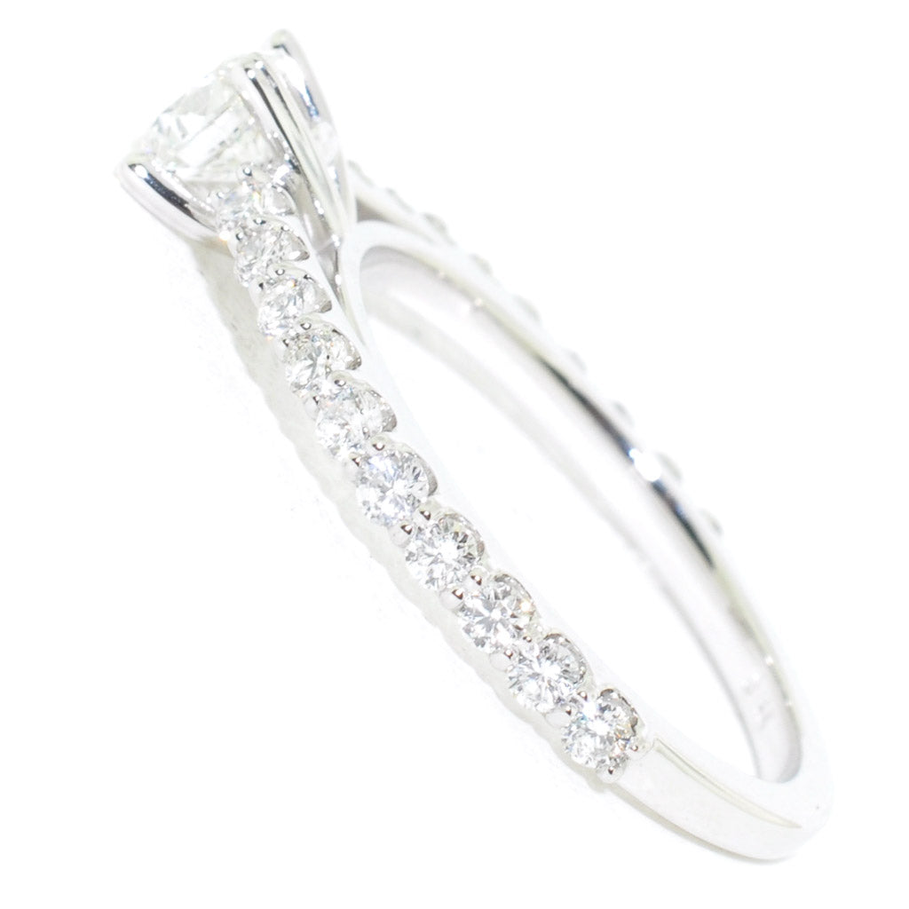 Graziella 14KT White Gold 0.90CTW Round Brilliant Diamond Accent Engagement Ring,