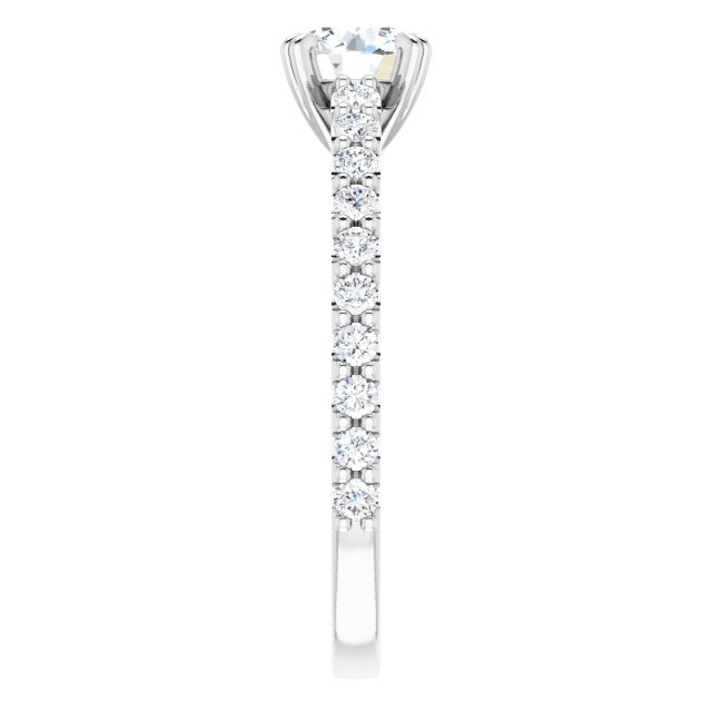 Graziella 14KT White Gold 0.90CTW Round Brilliant Diamond Accent Engagement Ring,