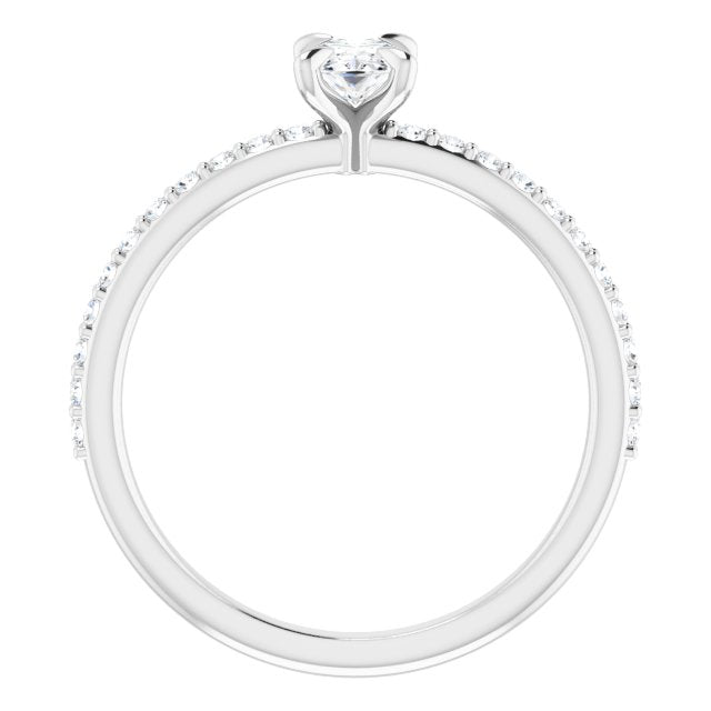 Graziella 14KT White Gold 0.72CTW Oval Shape Diamond Accent Engagement Ring.