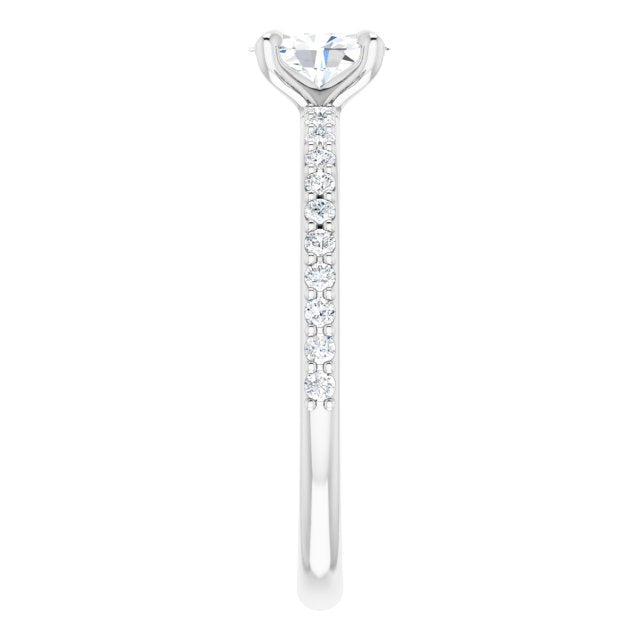 Graziella 14KT White Gold 0.72CTW Oval Shape Diamond Accent Engagement Ring.