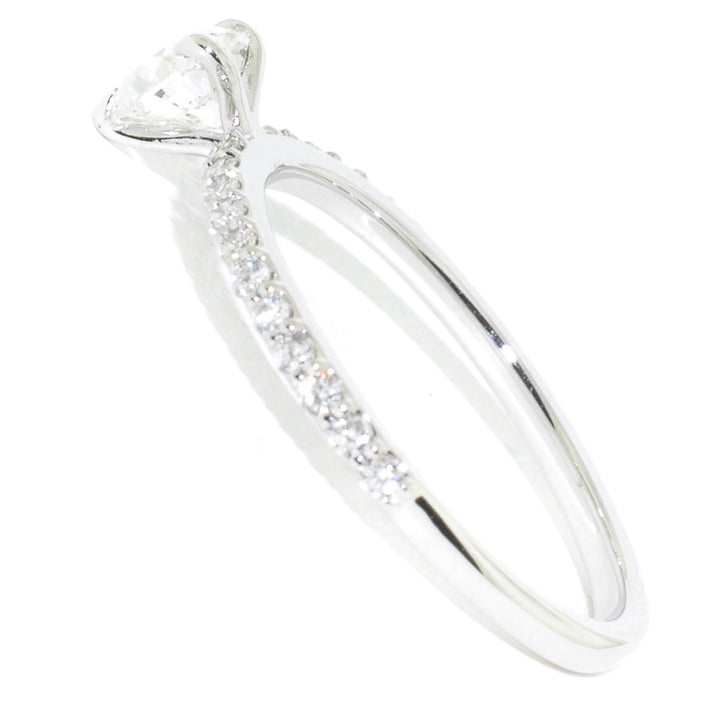Graziella 14KT White Gold 0.73CTW Heart Shaped Diamond Accent Engagement Ring.
