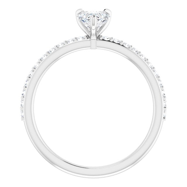 Graziella 14KT White Gold 0.73CTW Heart Shaped Diamond Accent Engagement Ring.