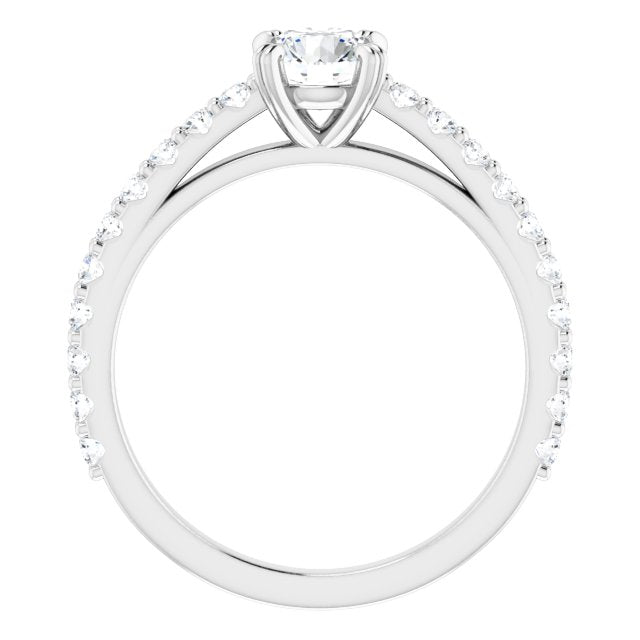 Graziella 14KT White Gold 0.90CTW Oval Shape Diamond Accent Engagement Ring.