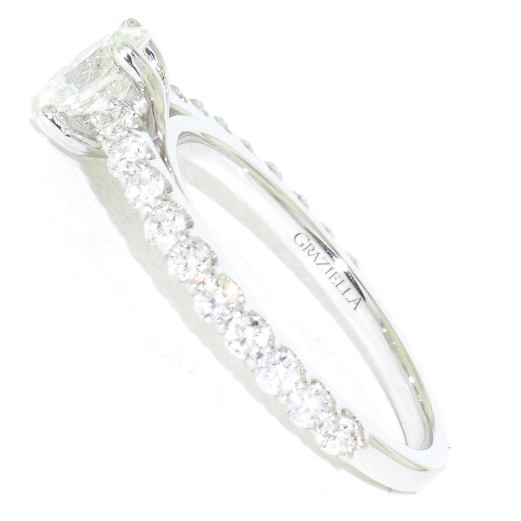 Graziella 14KT White Gold 0.90CTW Oval Shape Diamond Accent Engagement Ring.