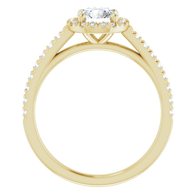 Graziella 14KT Yellow Gold 1.02CTW Round Brilliant Diamond Halo Set Engagement Ring.