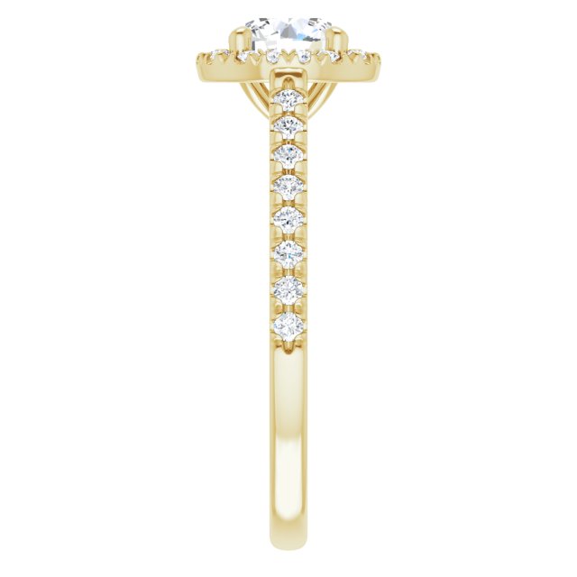Graziella 14KT Yellow Gold 1.02CTW Round Brilliant Diamond Halo Set Engagement Ring.