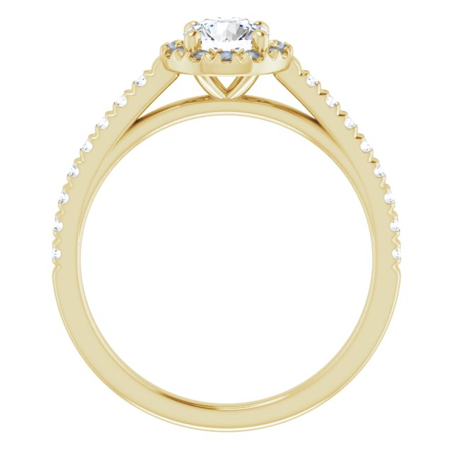 Graziella 14KT Yellow Gold 0.83CTW Round Brilliant Diamond Halo Set Engagement Ring.
