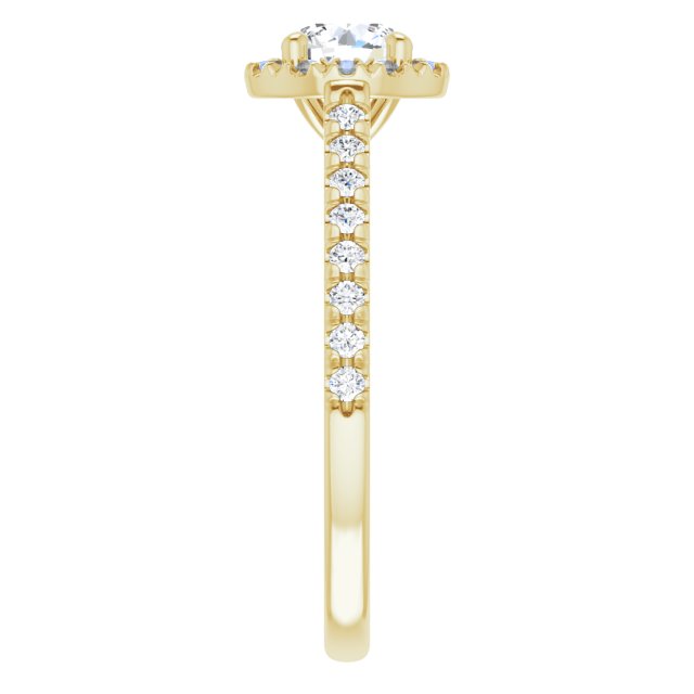 Graziella 14KT Yellow Gold 0.83CTW Round Brilliant Diamond Halo Set Engagement Ring.