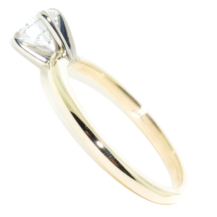 Graziella 14KT Yellow &amp; White Gold 0.70CT Round Brilliant Canadian Diamond Solitaire Engagement Ring - Size 6.75