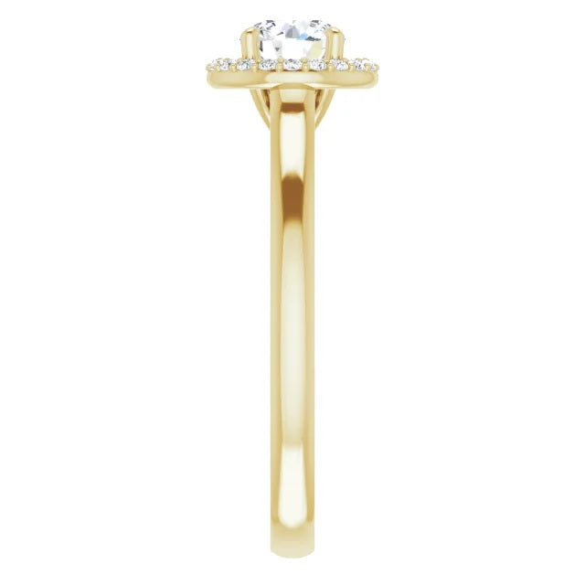 Graziella 14KT Yellow Gold 0.62CTW Round Brilliant Diamond Halo Set Engagement Ring.