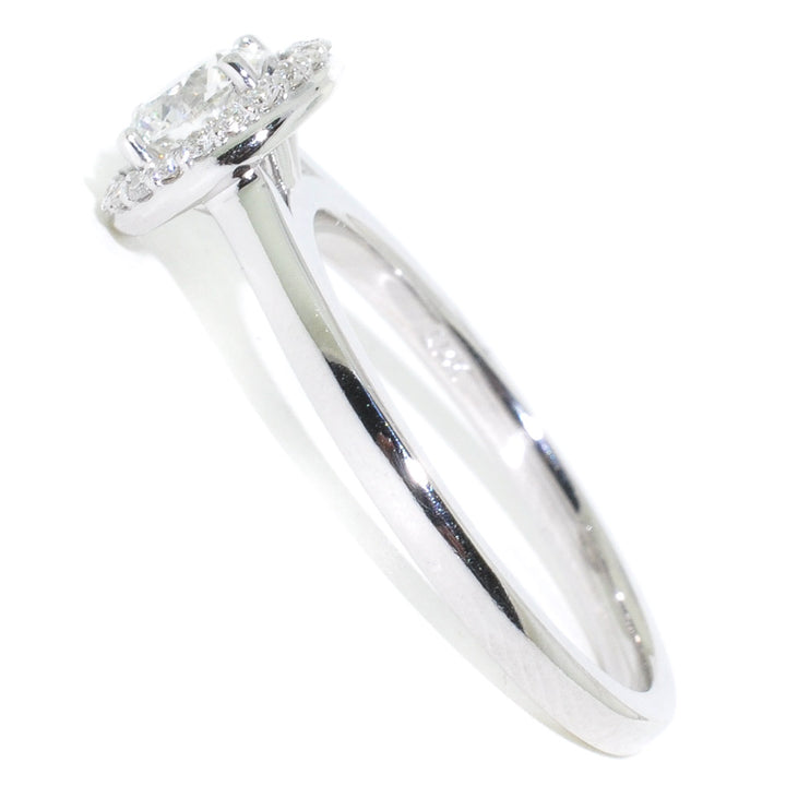 Graziella 14KT White Gold 0.64CTW Round Brilliant Diamond Halo Set Engagement Ring.