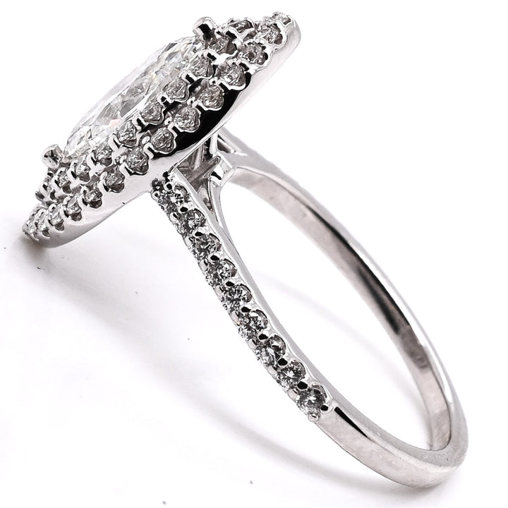 Graziella 14KT White Gold 1.66CTW Marquise Double Halo Diamond Engagement Ring.
